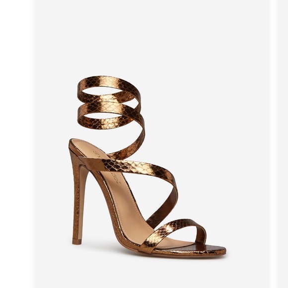 Back in stock Bronze wrap around strap heeled sandal also available in orange - Picture 5 of 13